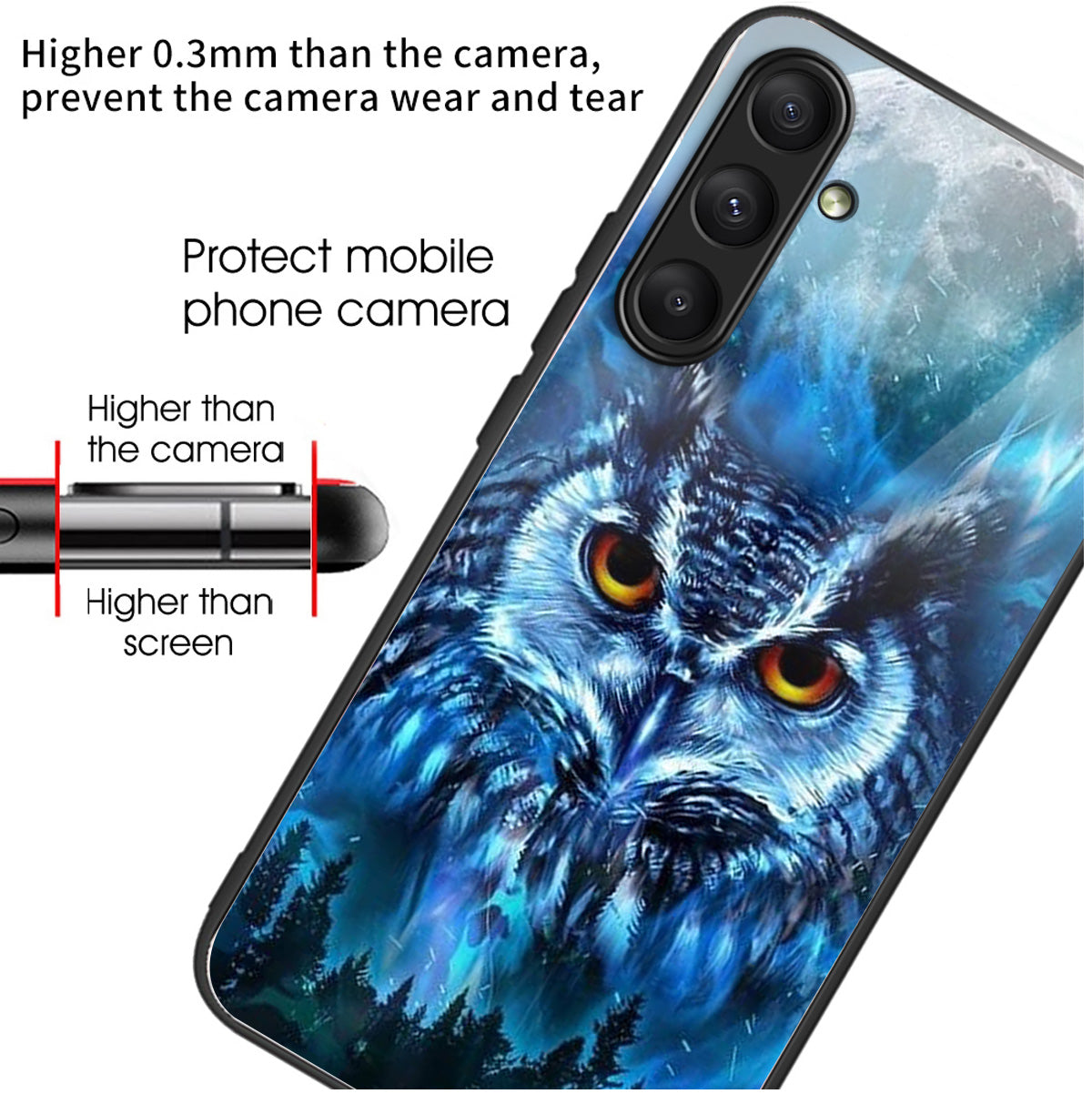 For Samsung Galaxy A25 5G (Global) (161.0 x 76.5 x 8.3mm) Tempered Glass Phone Case Printed Pattern - Forest Owl