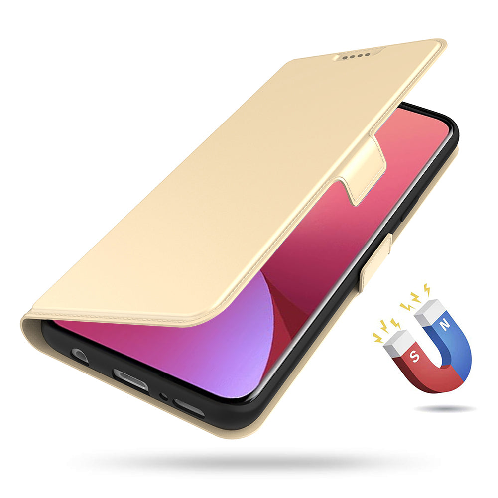 For Xiaomi Redmi Turbo 3 5G Magnetic Case PU+TPU Stand Phone Cover with Card Holder - Gold