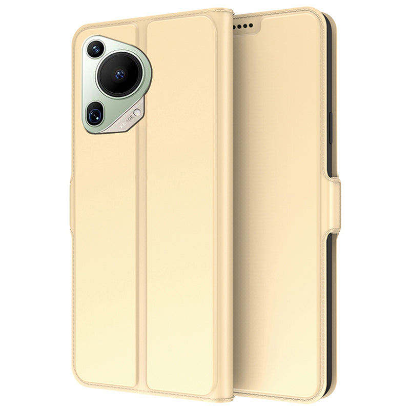 For Huawei Pura 70 Ultra Case Card Holder PU+TPU Stand Phone Cover - Gold