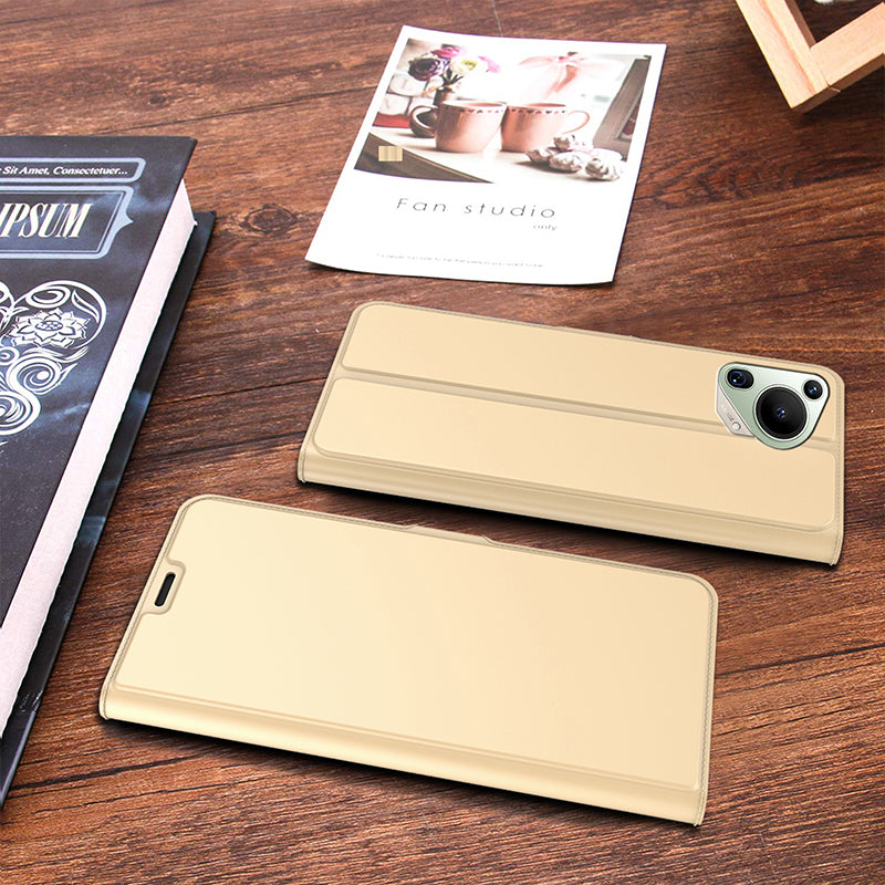 For Huawei Pura 70 Ultra Case Card Holder PU+TPU Stand Phone Cover - Gold