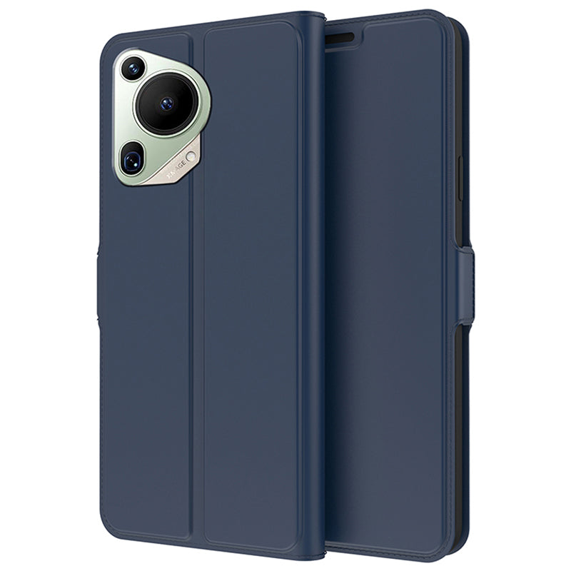 For Huawei Pura 70 Ultra Case Card Holder PU+TPU Stand Phone Cover - Blue