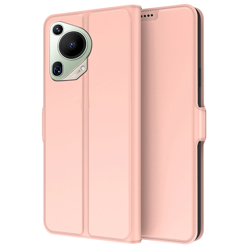 For Huawei Pura 70 Ultra Case Card Holder PU+TPU Stand Phone Cover - Rose Gold
