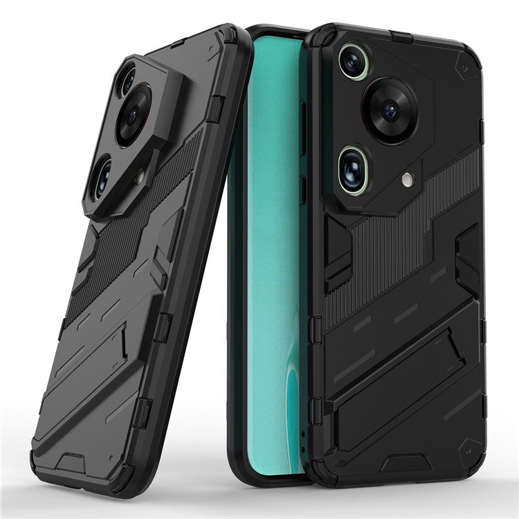 For Huawei Pura 70 Ultra Protective Case Kickstand PC+TPU Phone Cover - Black