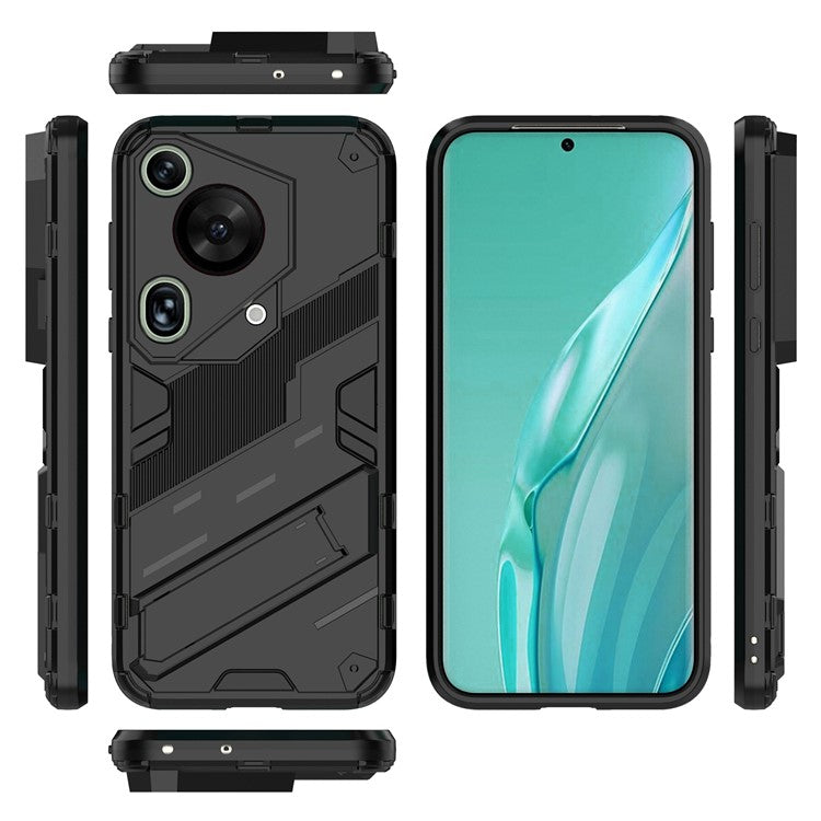 For Huawei Pura 70 Ultra Protective Case Kickstand PC+TPU Phone Cover - Black