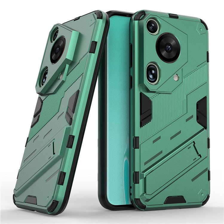 For Huawei Pura 70 Ultra Protective Case Kickstand PC+TPU Phone Cover - Green