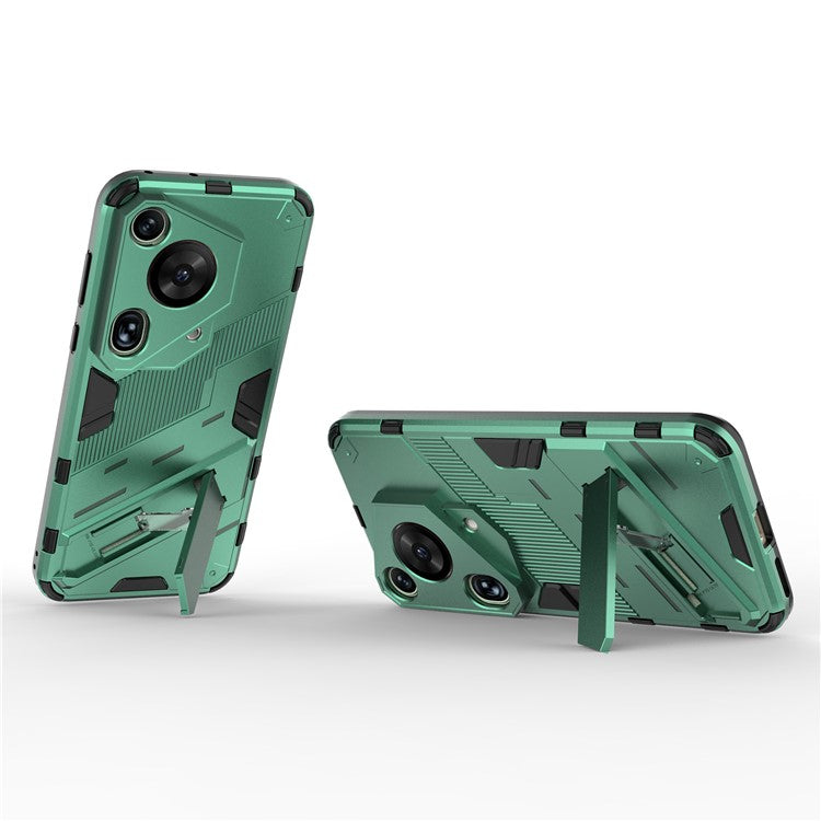 For Huawei Pura 70 Ultra Protective Case Kickstand PC+TPU Phone Cover - Green
