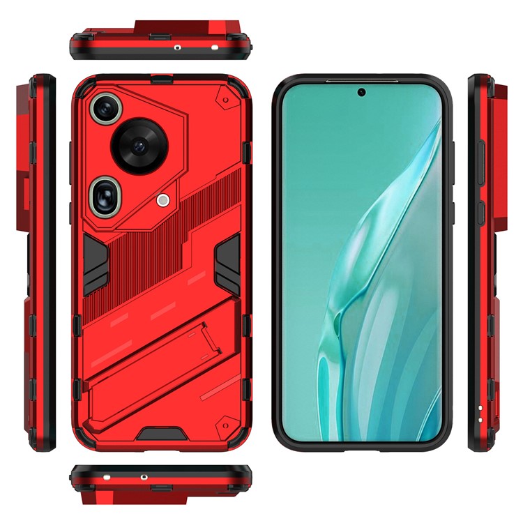 For Huawei Pura 70 Ultra Protective Case Kickstand PC+TPU Phone Cover - Red