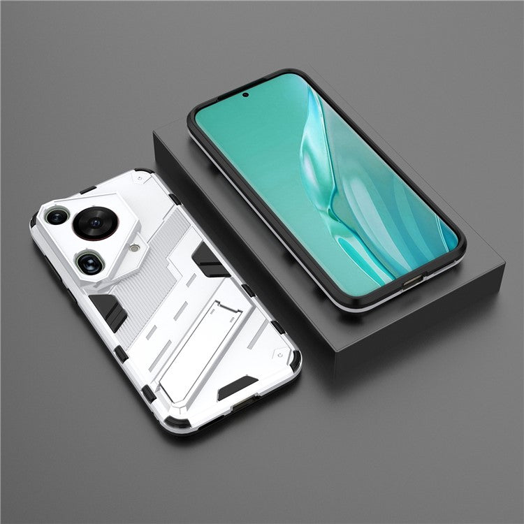For Huawei Pura 70 Ultra Protective Case Kickstand PC+TPU Phone Cover - White