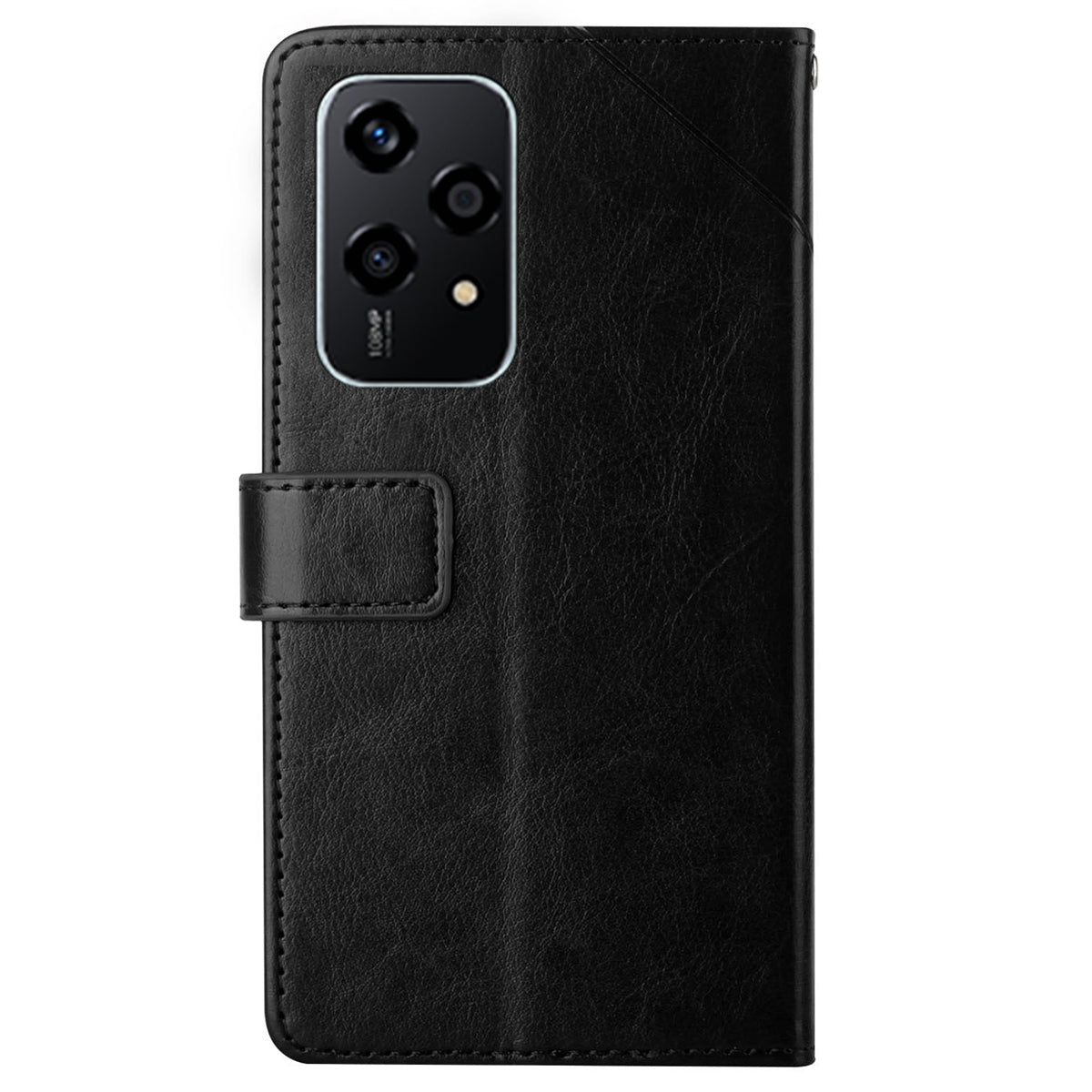 HT01 For Honor 200 Lite Case Stand Wallet Leather Cover Imprinted Design Phone Shell - Black