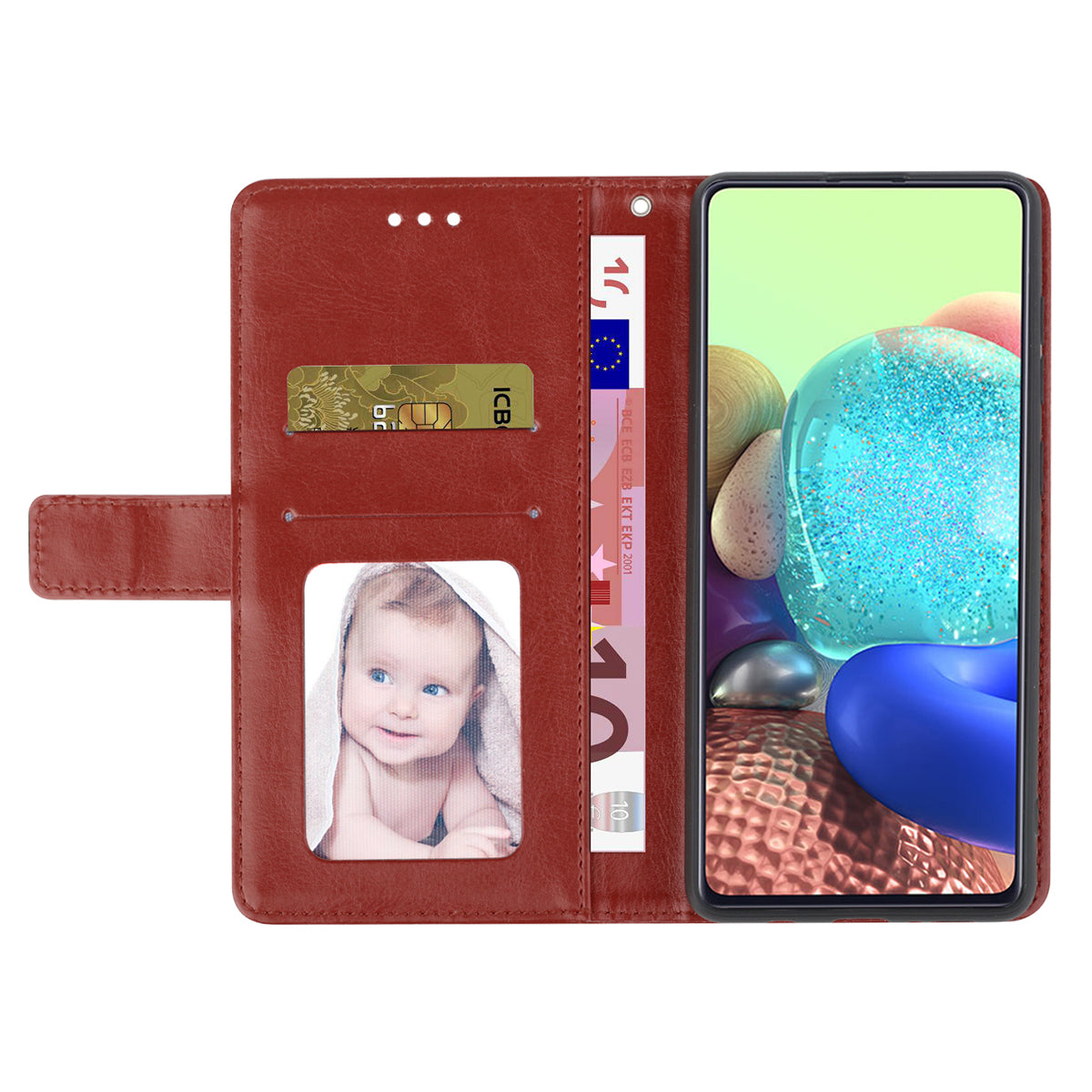 HT01 For Honor 200 Lite Case Stand Wallet Leather Cover Imprinted Design Phone Shell - Brown