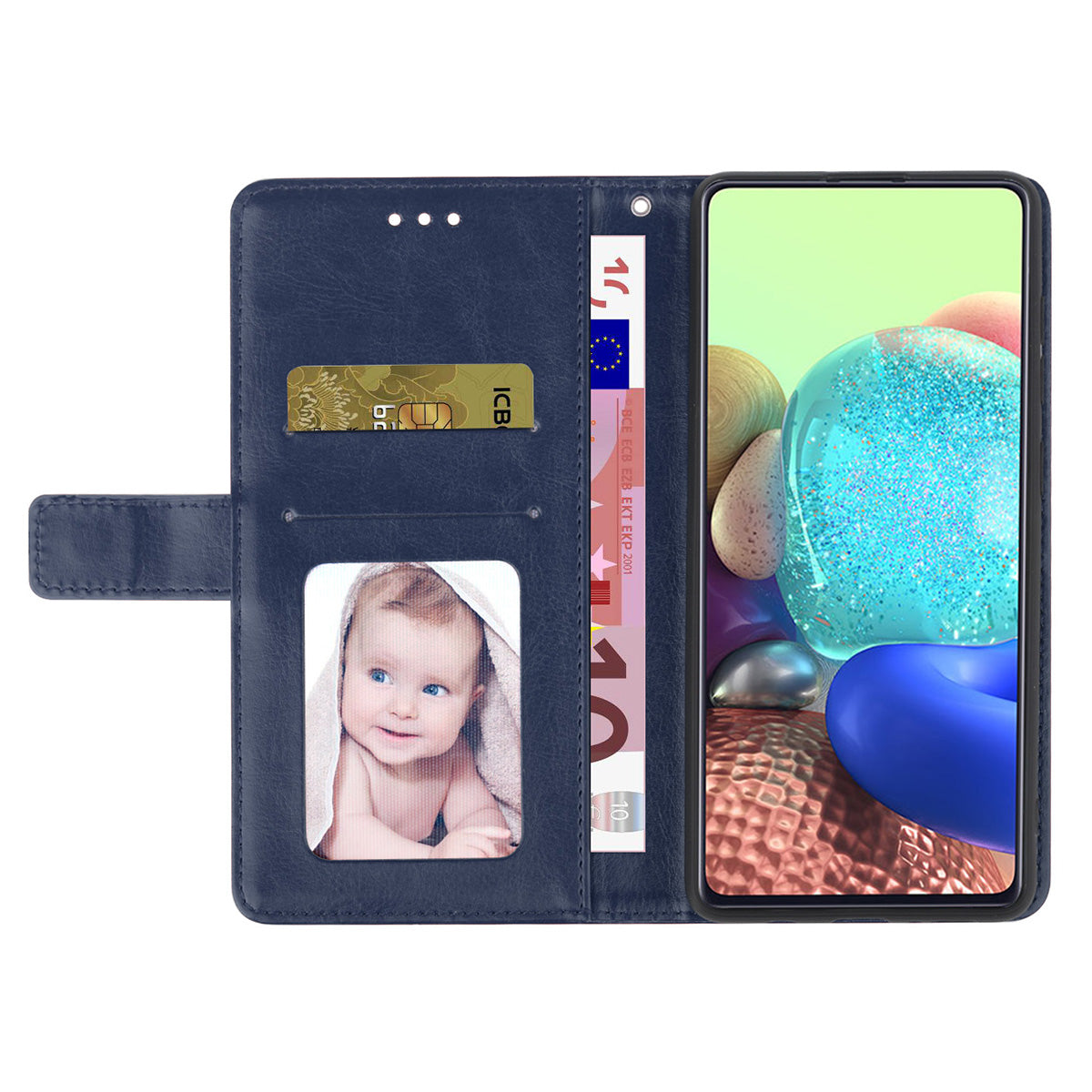 HT01 For Honor 200 Lite Case Stand Wallet Leather Cover Imprinted Design Phone Shell - Blue