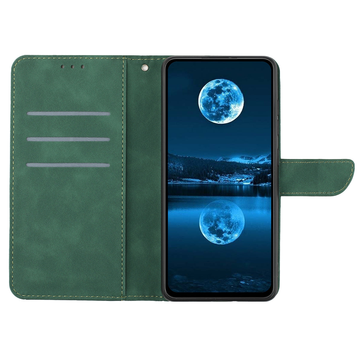 HT05 For Honor 200 Lite Case Lines Imprinted Leather Flip Magnetic Phone Cover - Green