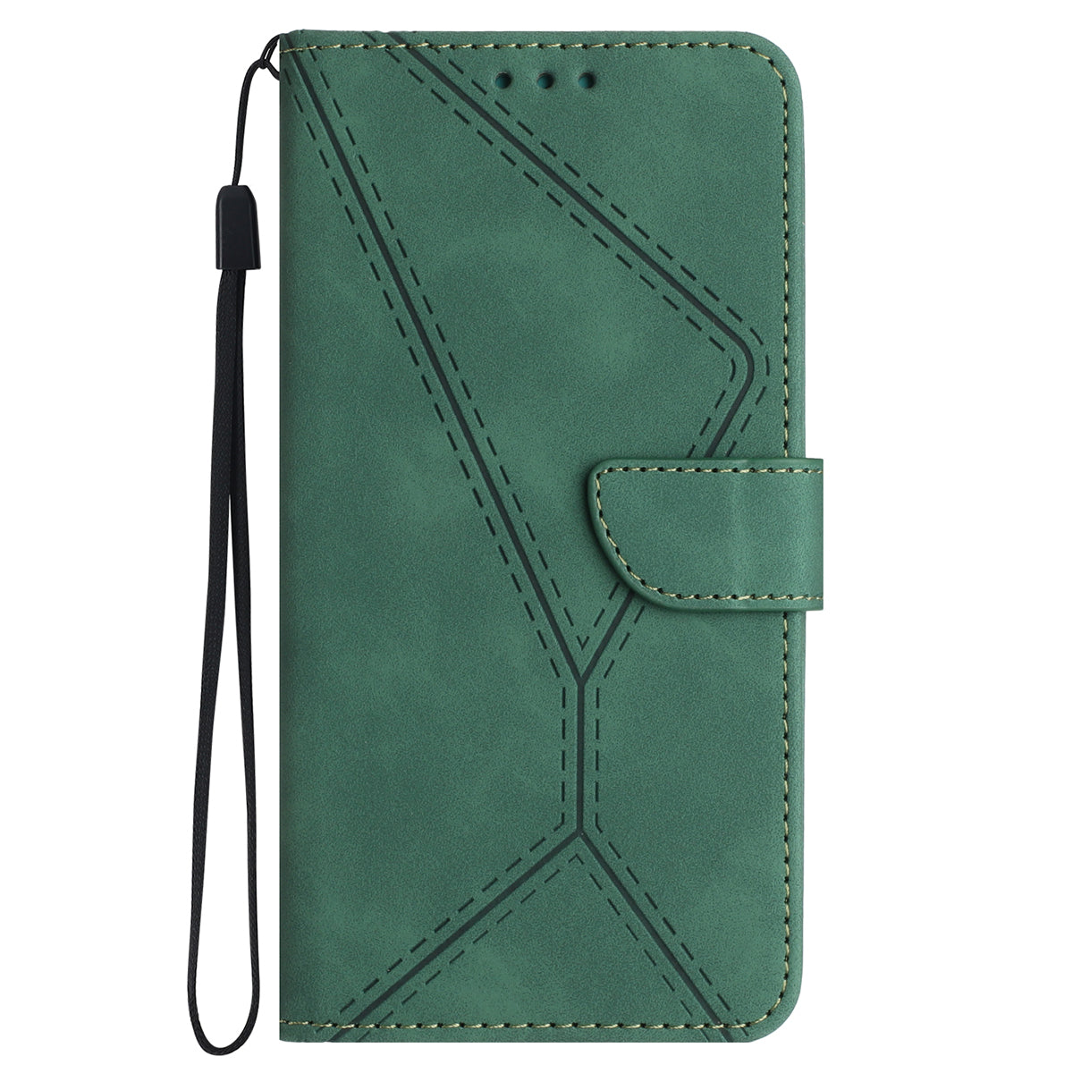 HT05 For Honor 200 Lite Case Lines Imprinted Leather Flip Magnetic Phone Cover - Green