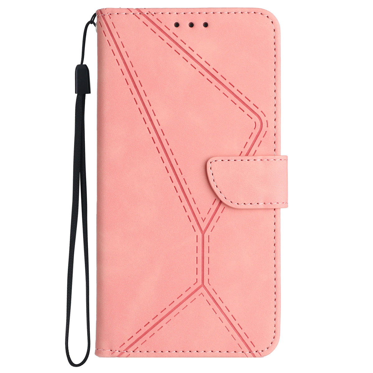 HT05 For Honor 200 Lite Case Lines Imprinted Leather Flip Magnetic Phone Cover - Pink