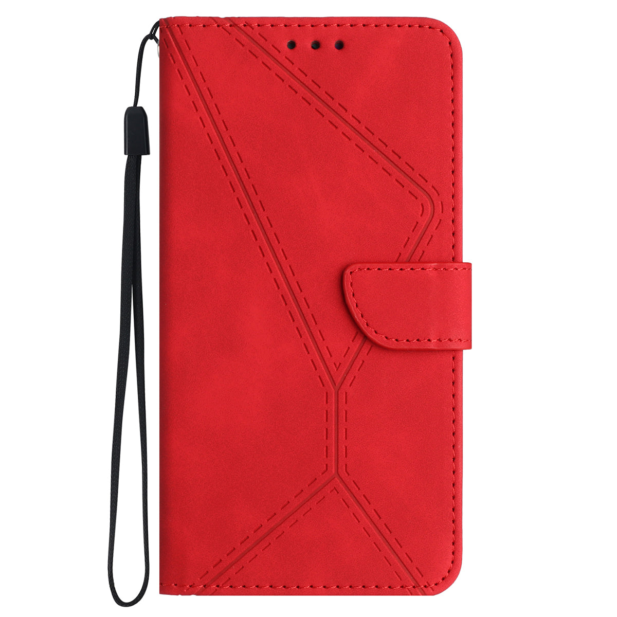 HT05 For Honor 200 Lite Case Lines Imprinted Leather Flip Magnetic Phone Cover - Red