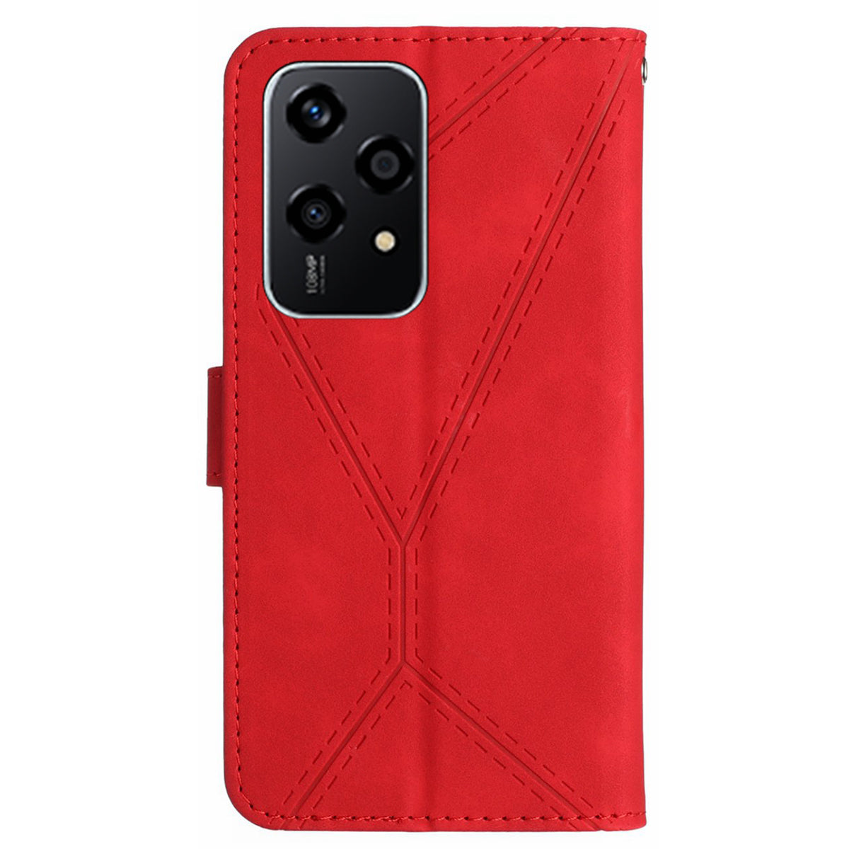 HT05 For Honor 200 Lite Case Lines Imprinted Leather Flip Magnetic Phone Cover - Red