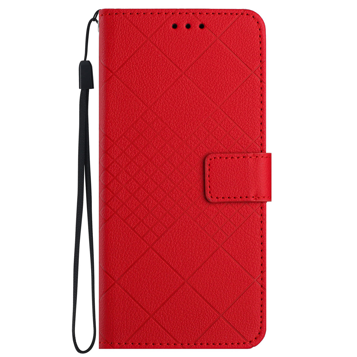 HT06 For Honor 200 Lite Magnetic Phone Case Rhombus Pattern Leather Stand Cover - Red