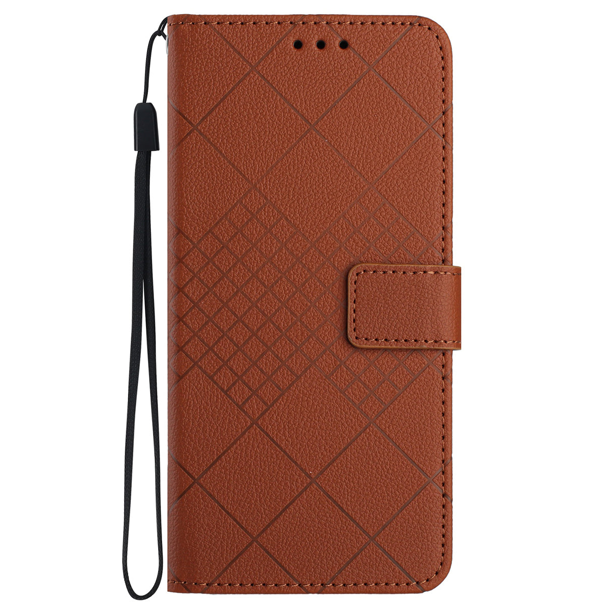 HT06 For Honor 200 Lite Magnetic Phone Case Rhombus Pattern Leather Stand Cover - Brown