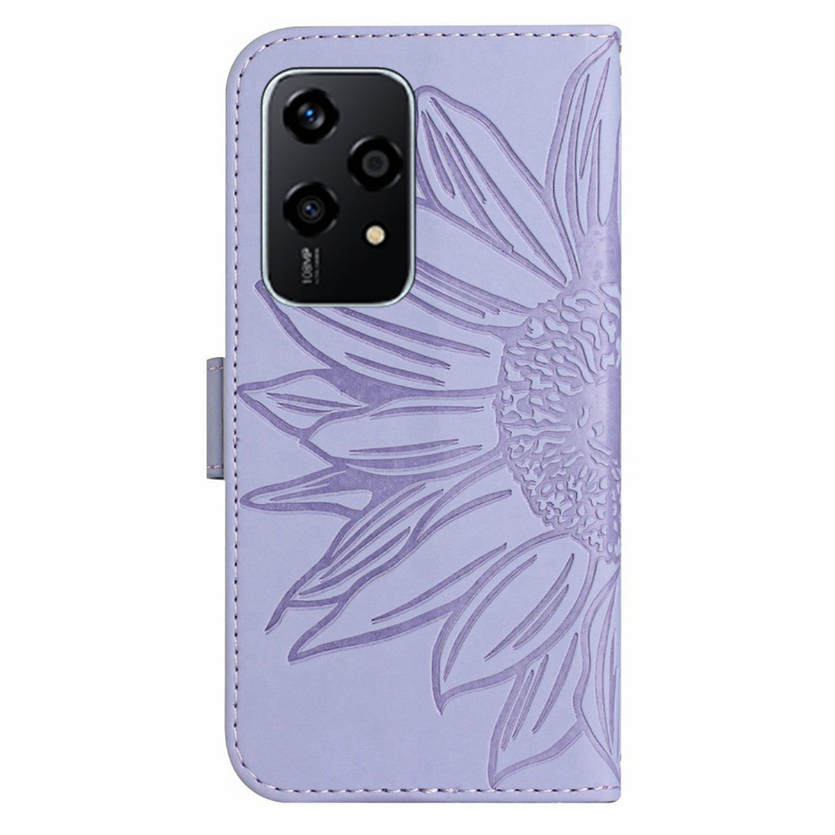 HT04 For Honor 200 Lite Case PU Leather Cell Phone Cover with Hand Strap Imprinted Sunflower Printed - Light Purple