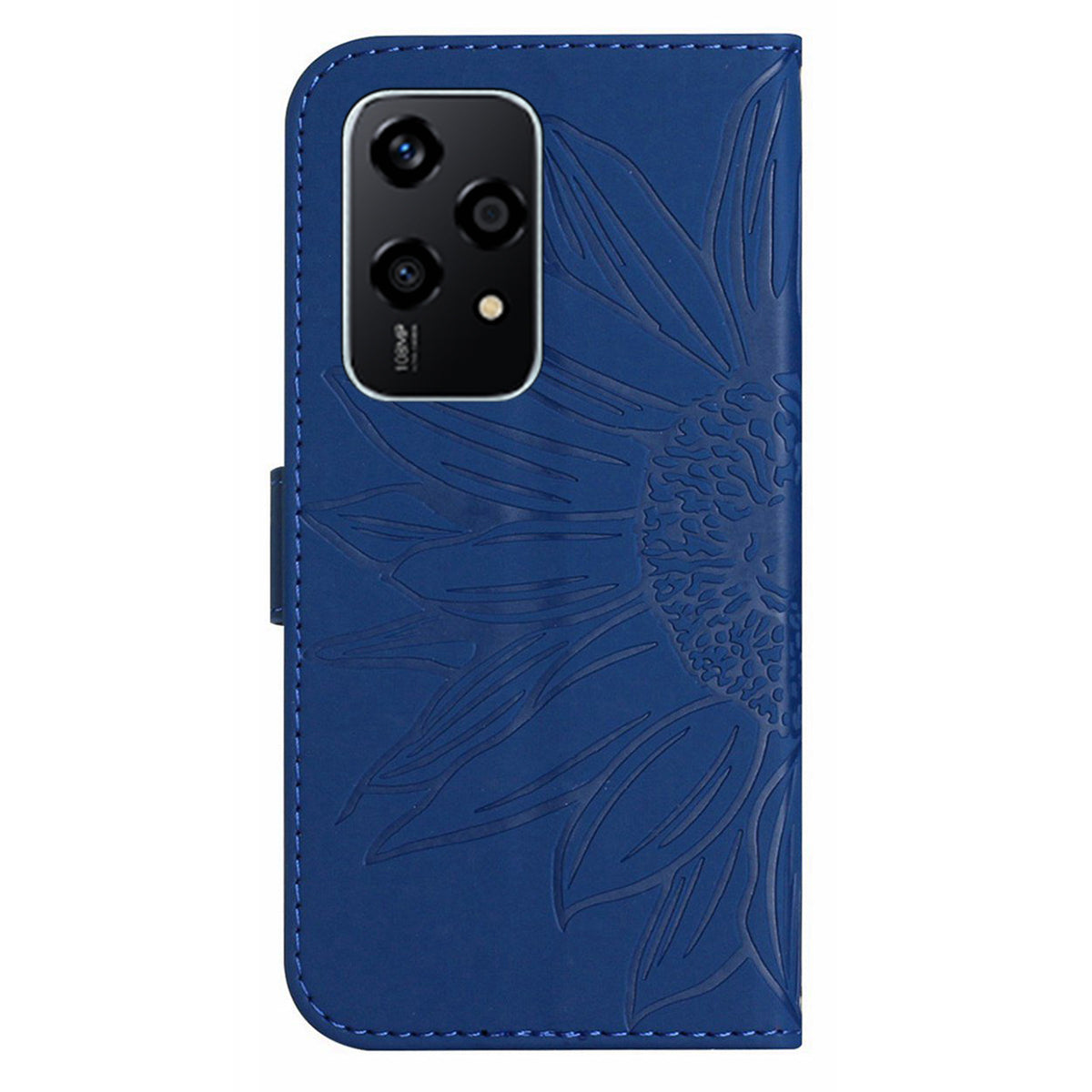 HT04 For Honor 200 Lite Case PU Leather Cell Phone Cover with Hand Strap Imprinted Sunflower Printed - Sapphire