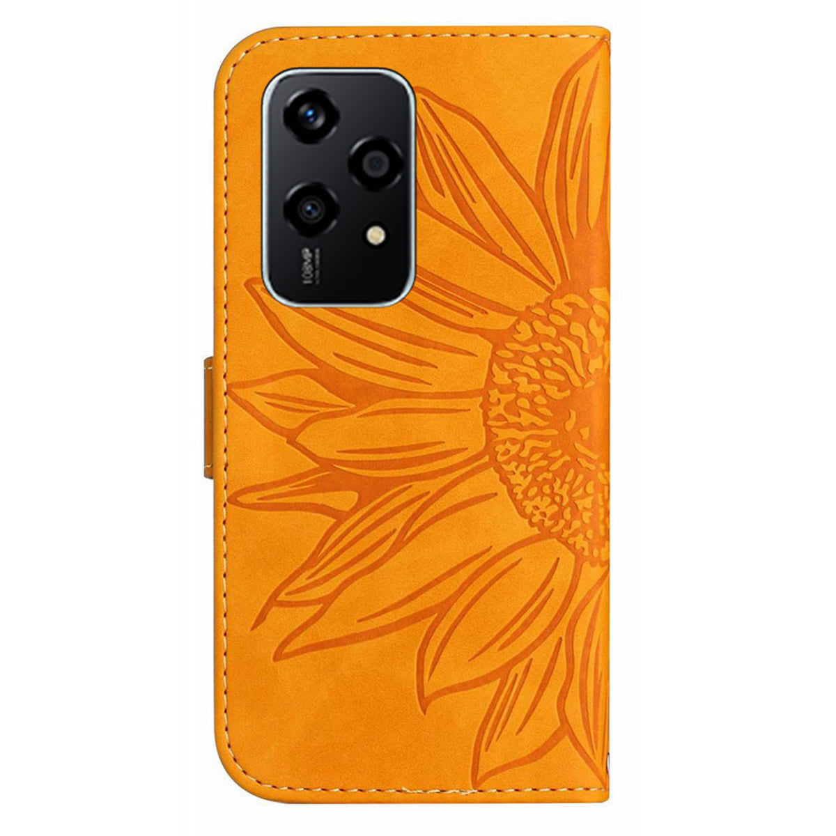 HT04 For Honor 200 Lite Case PU Leather Cell Phone Cover with Hand Strap Imprinted Sunflower Printed - Yellow