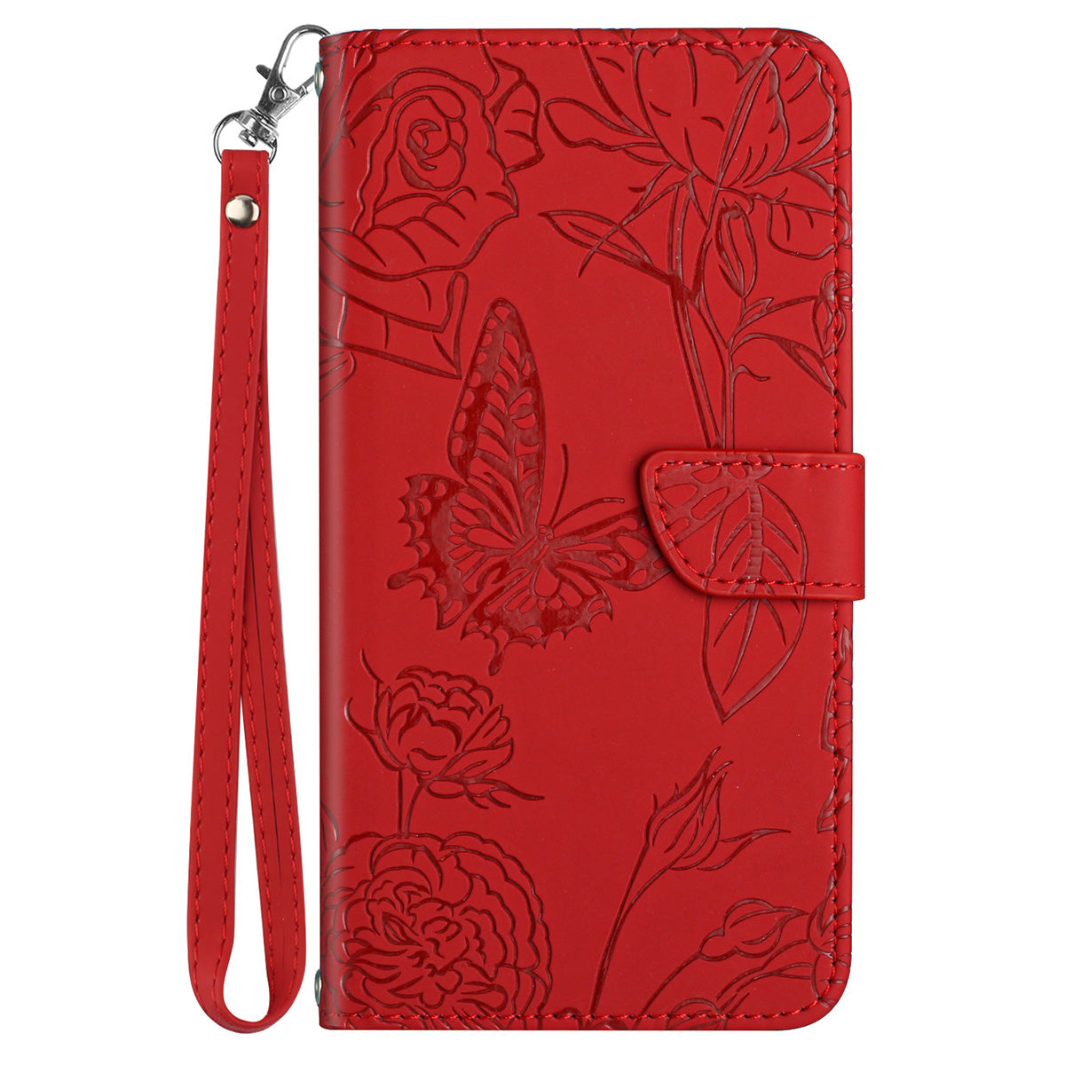 HT03 For Honor 200 Lite Leather Case Imprinted Full Protection Phone Wallet Cover with Strap - Red