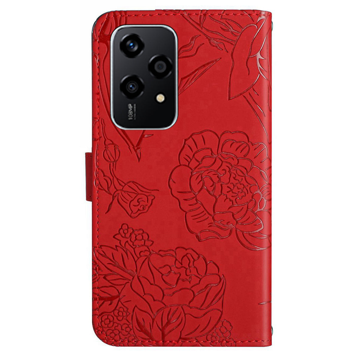 HT03 For Honor 200 Lite Leather Case Imprinted Full Protection Phone Wallet Cover with Strap - Red