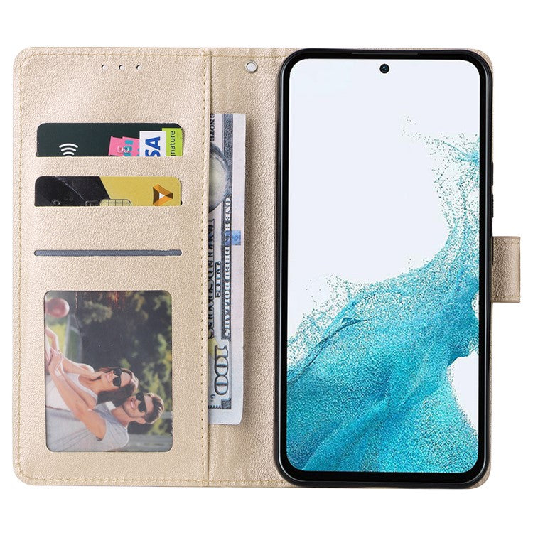 For Samsung Galaxy A54 5G Case PU Leather Stand Folio Wallet Phone Cover - Gold