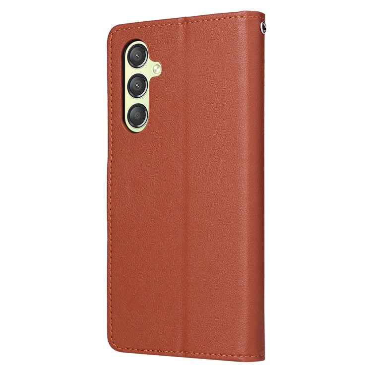 For Samsung Galaxy A24 4G (162.1 x 77.6 x 8.3mm) Case PU Leather Folio Stand View Phone Cover - Brown