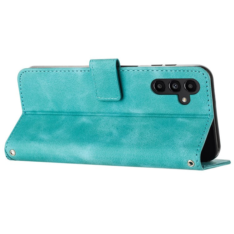For Samsung Galaxy M15 5G / F15 5G Wholesale Phone Case Triangle Imprinted PU Leather Wallet Cover - Green