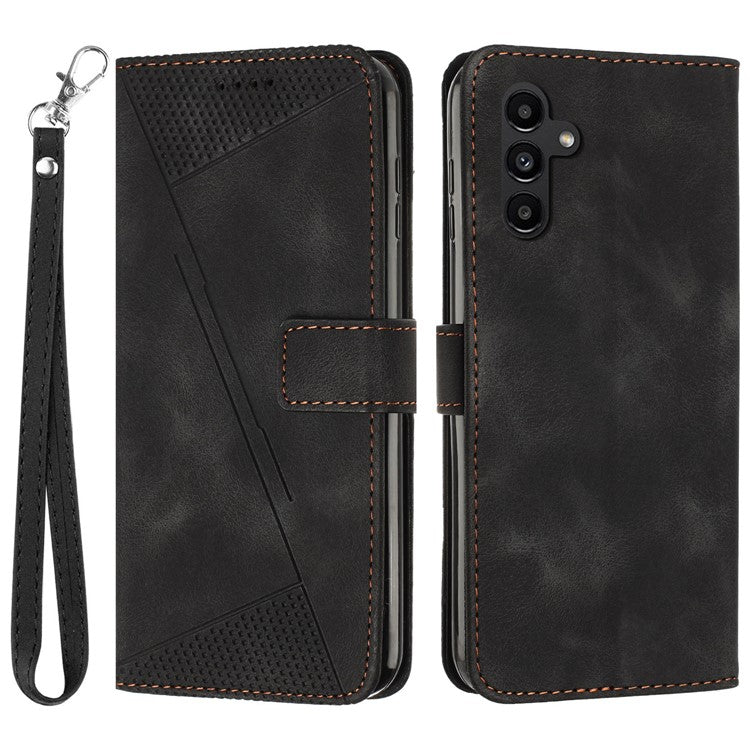 For Samsung Galaxy M15 5G / F15 5G Wholesale Phone Case Triangle Imprinted PU Leather Wallet Cover - Black