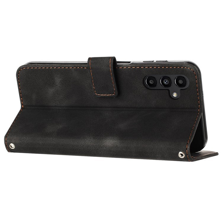 For Samsung Galaxy M15 5G / F15 5G Wholesale Phone Case Triangle Imprinted PU Leather Wallet Cover - Black