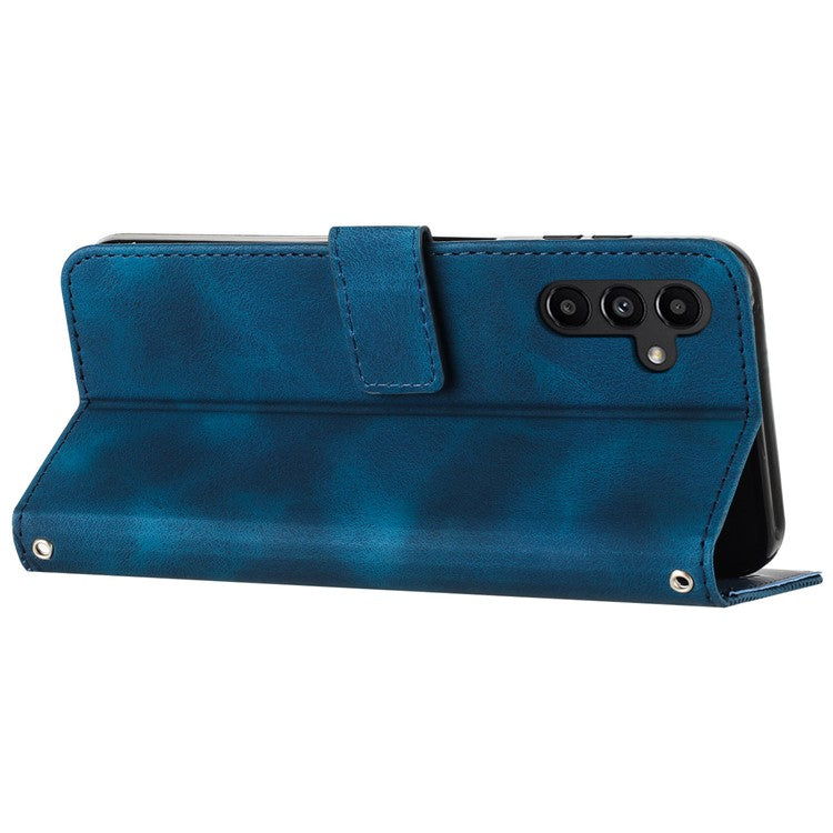 For Samsung Galaxy M15 5G / F15 5G Wholesale Phone Case Triangle Imprinted PU Leather Wallet Cover - Sapphire