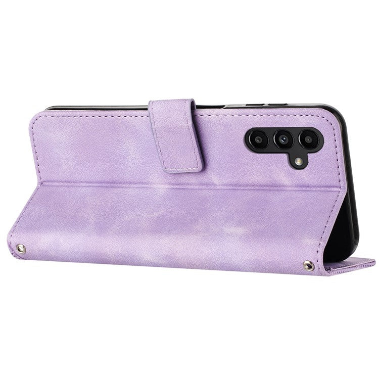 For Samsung Galaxy M15 5G / F15 5G Wholesale Phone Case Triangle Imprinted PU Leather Wallet Cover - Purple