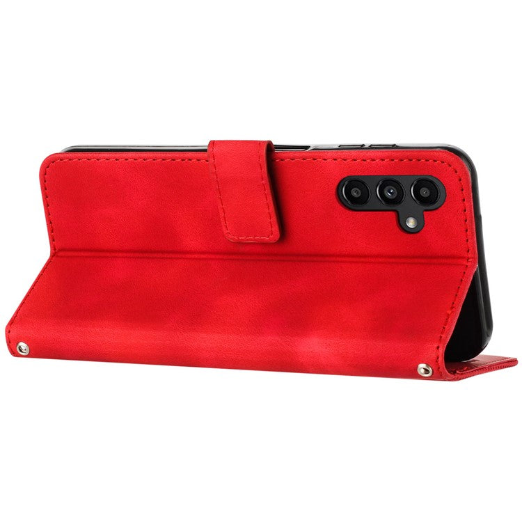 For Samsung Galaxy M15 5G / F15 5G Wholesale Phone Case Triangle Imprinted PU Leather Wallet Cover - Red