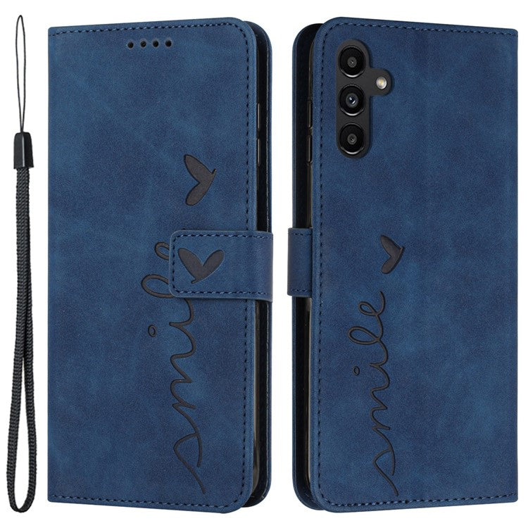 For Samsung Galaxy M15 5G / F15 5G PU Leather Phone Case Magnetic Phone Cover with Imprinted Design - Sapphire