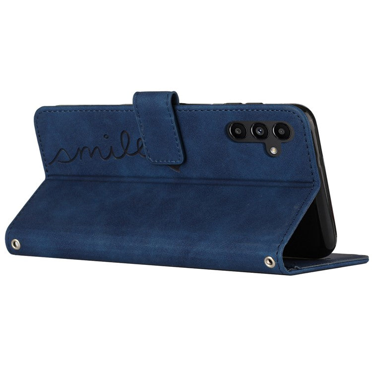 For Samsung Galaxy M15 5G / F15 5G PU Leather Phone Case Magnetic Phone Cover with Imprinted Design - Sapphire