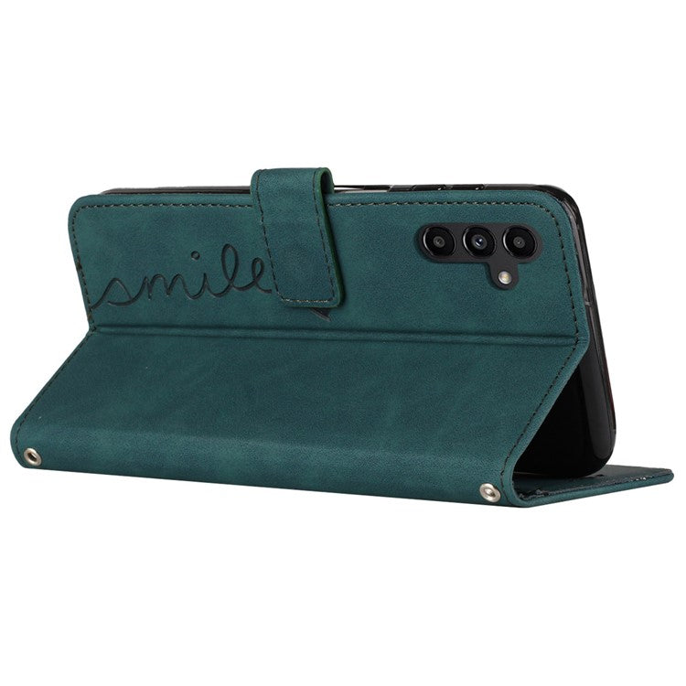 For Samsung Galaxy M15 5G / F15 5G PU Leather Phone Case Magnetic Phone Cover with Imprinted Design - Green