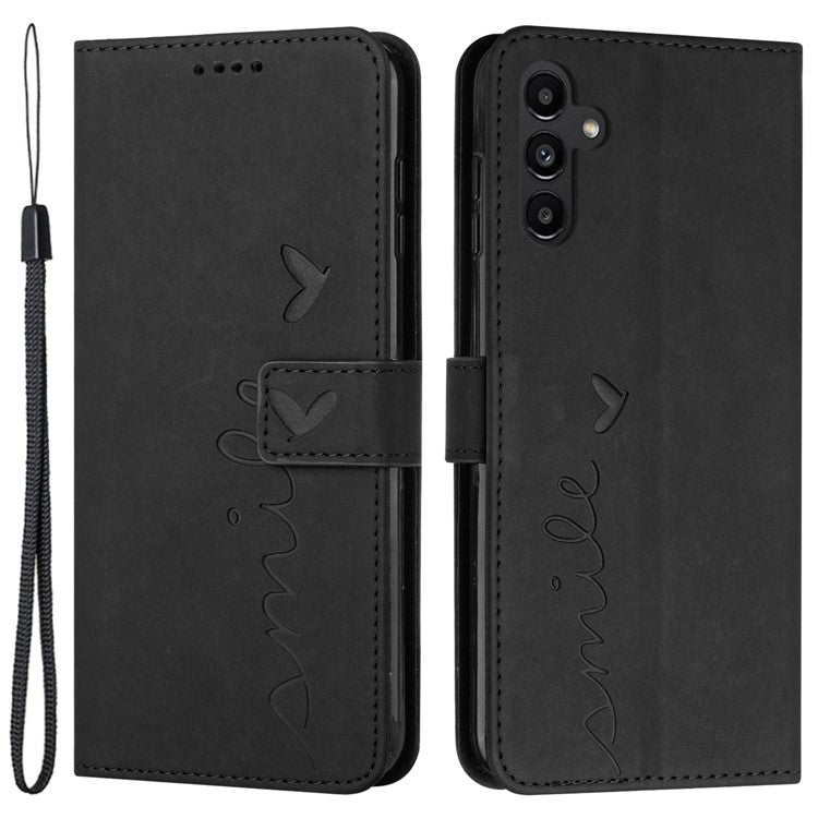 For Samsung Galaxy M15 5G / F15 5G PU Leather Phone Case Magnetic Phone Cover with Imprinted Design - Black