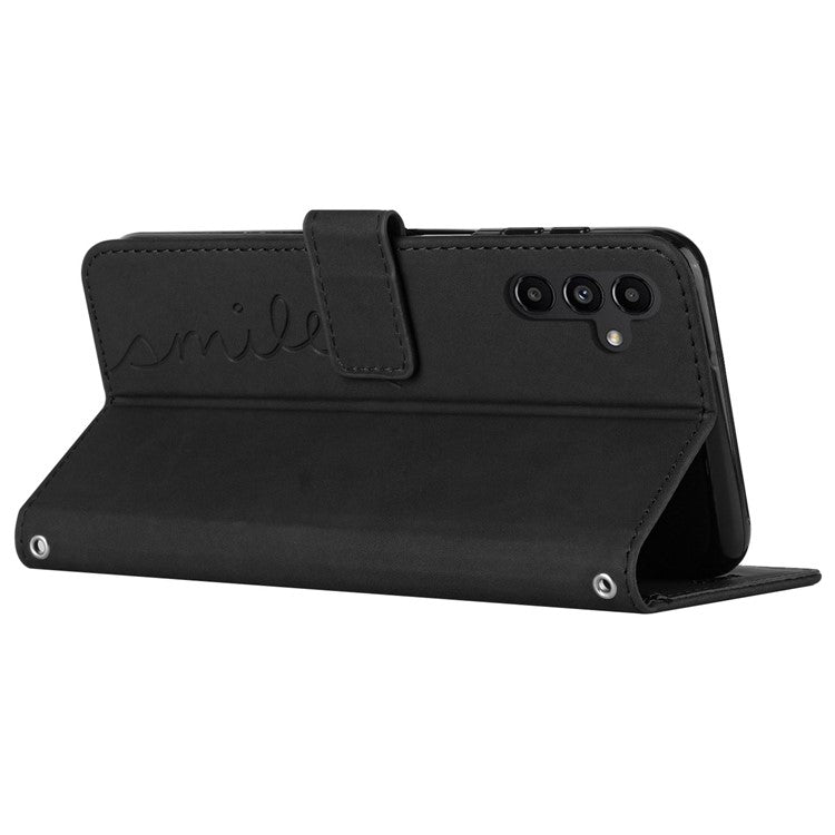 For Samsung Galaxy M15 5G / F15 5G PU Leather Phone Case Magnetic Phone Cover with Imprinted Design - Black