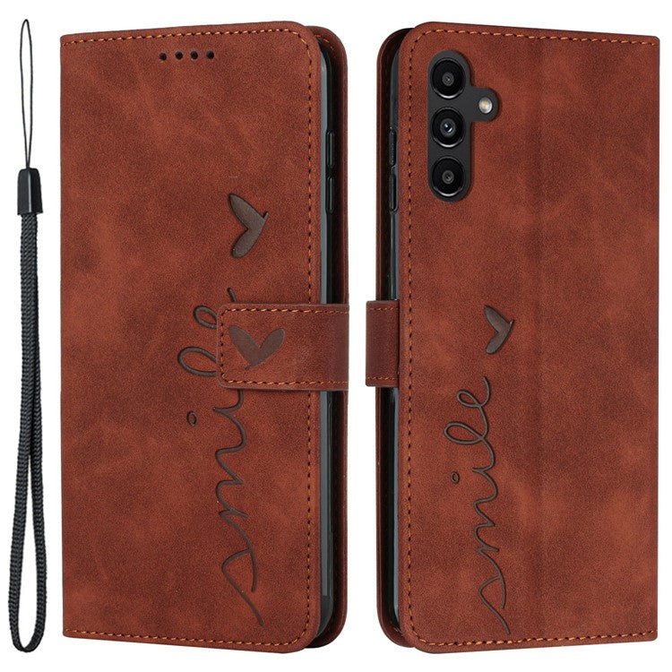 For Samsung Galaxy M15 5G / F15 5G PU Leather Phone Case Magnetic Phone Cover with Imprinted Design - Brown