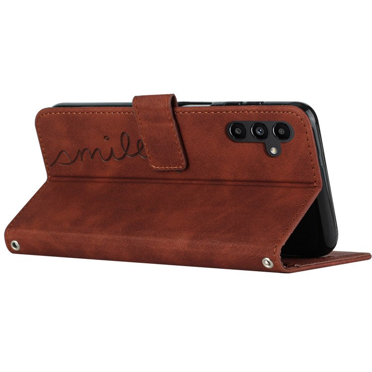 For Samsung Galaxy M15 5G / F15 5G PU Leather Phone Case Magnetic Phone Cover with Imprinted Design - Brown