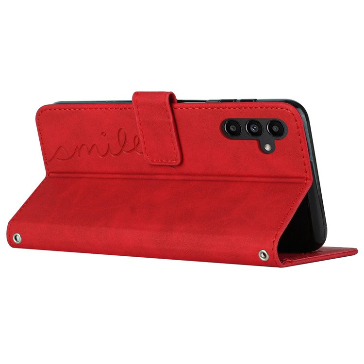 For Samsung Galaxy M15 5G / F15 5G PU Leather Phone Case Magnetic Phone Cover with Imprinted Design - Red
