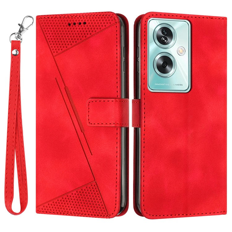 For OnePlus Nord N30 SE 5G / Oppo A79 5G / A2 5G Wallet Phone Stand Cover Anti-Scratch Phone Shell Case - Red