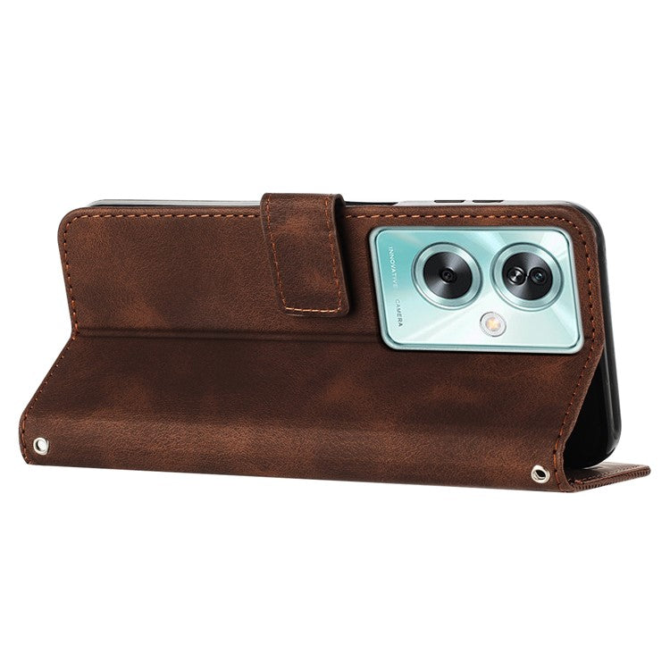 For OnePlus Nord N30 SE 5G / Oppo A79 5G / A2 5G Wallet Phone Stand Cover Anti-Scratch Phone Shell Case - Brown
