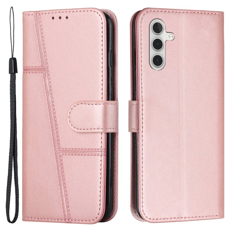 For Samsung Galaxy M15 5G / F15 5G Anti-Scratch PU Leather Phone Case Stand Cell Phone Cover - Rose Gold