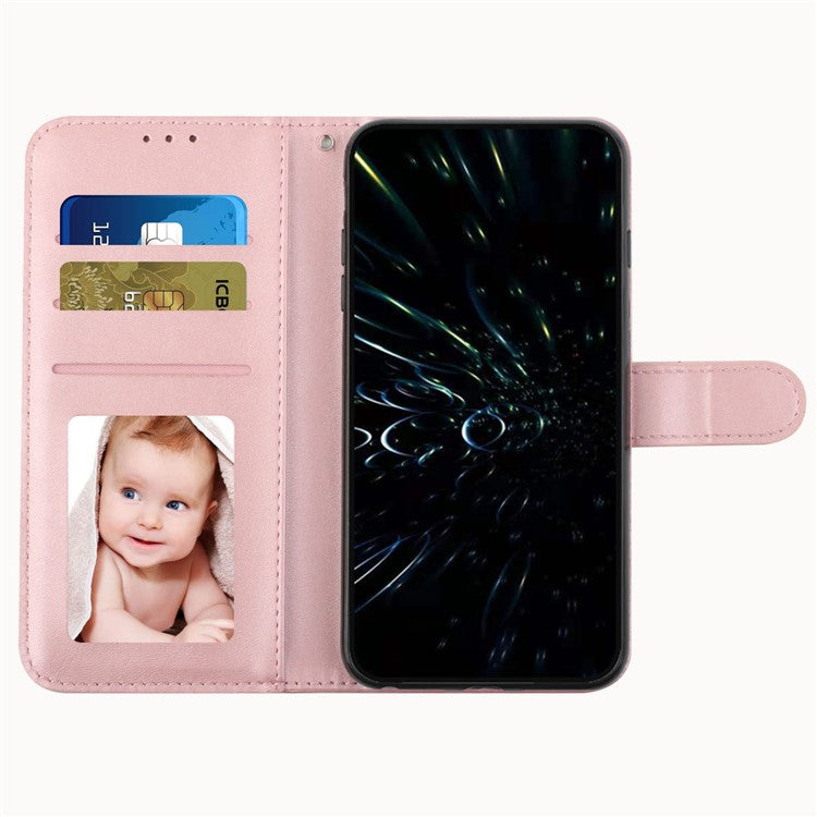 For Samsung Galaxy M15 5G / F15 5G Anti-Scratch PU Leather Phone Case Stand Cell Phone Cover - Rose Gold