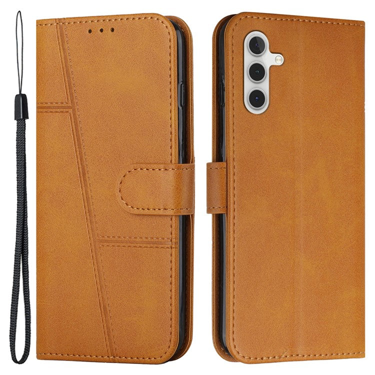 For Samsung Galaxy M15 5G / F15 5G Anti-Scratch PU Leather Phone Case Stand Cell Phone Cover - Yellow