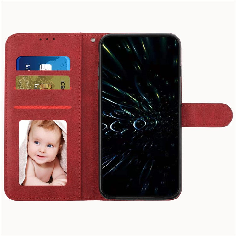 For Samsung Galaxy M15 5G / F15 5G Anti-Scratch PU Leather Phone Case Stand Cell Phone Cover - Red