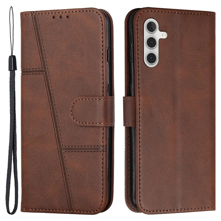 For Samsung Galaxy M15 5G / F15 5G Anti-Scratch PU Leather Phone Case Stand Cell Phone Cover - Brown